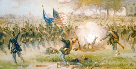 painting of Union soldiers charging