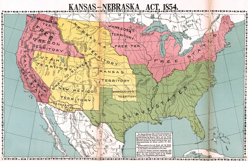 Map of Kansas Nebraska Act, 1854