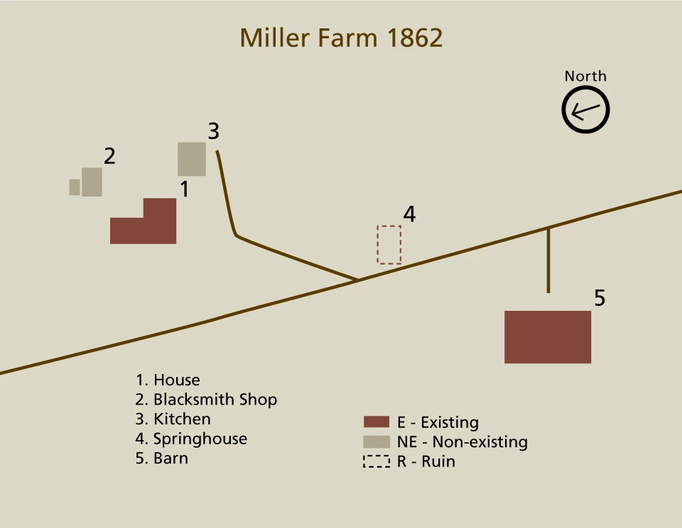 Miller-Farm-Map map of miller farm buildings