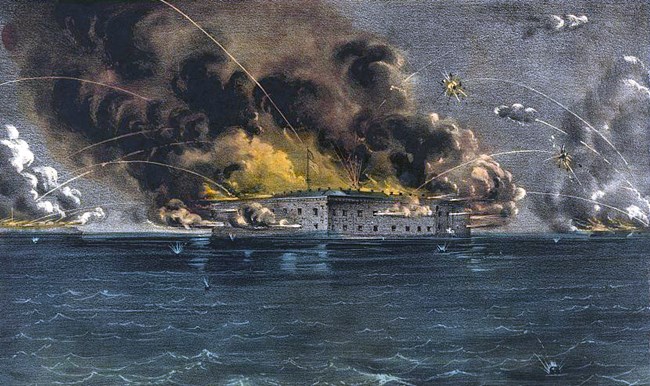 Bombardment of Fort Sumter by the batteries of the Confederate states, April 13, 1861, Currier & Ives