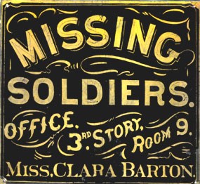 Sign at Clara Barton's office of missing soldiers in Washington D.C.