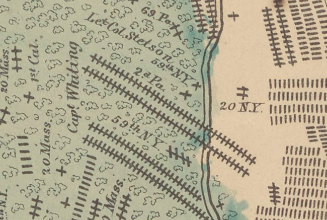 map of antietam battlefield showing grave locations