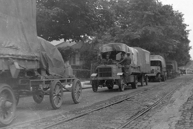 Marine Corps Trucks traveling to Antietam
