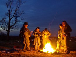 Living history volunteers camping at Antietam