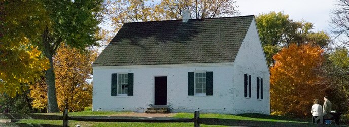 The Dunker Church at Antietam on a fall afternoon