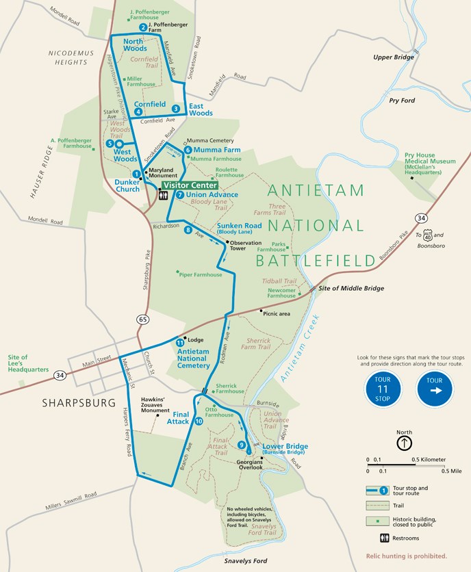 antietam battlefield tour map