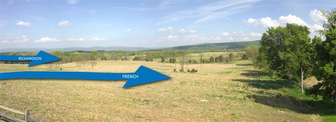 View from tour stop 7 showing movement of Union soldiers