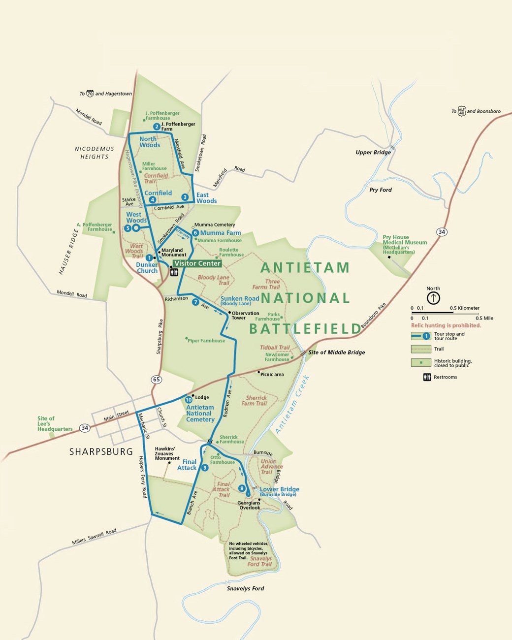 2023 Unigrid Map of Antietam National Battlefield