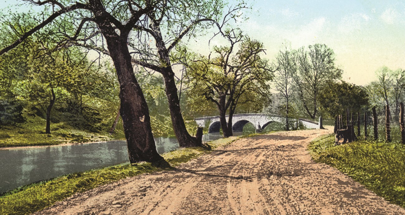 Early postcard of the Burnside Bridge