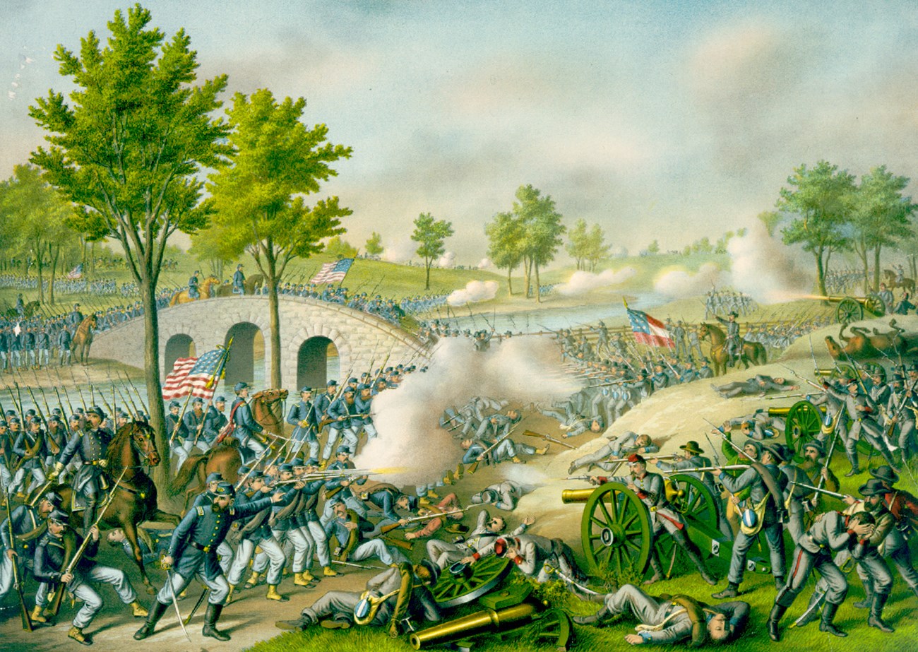 Print of the fighting at Burnside Bridge