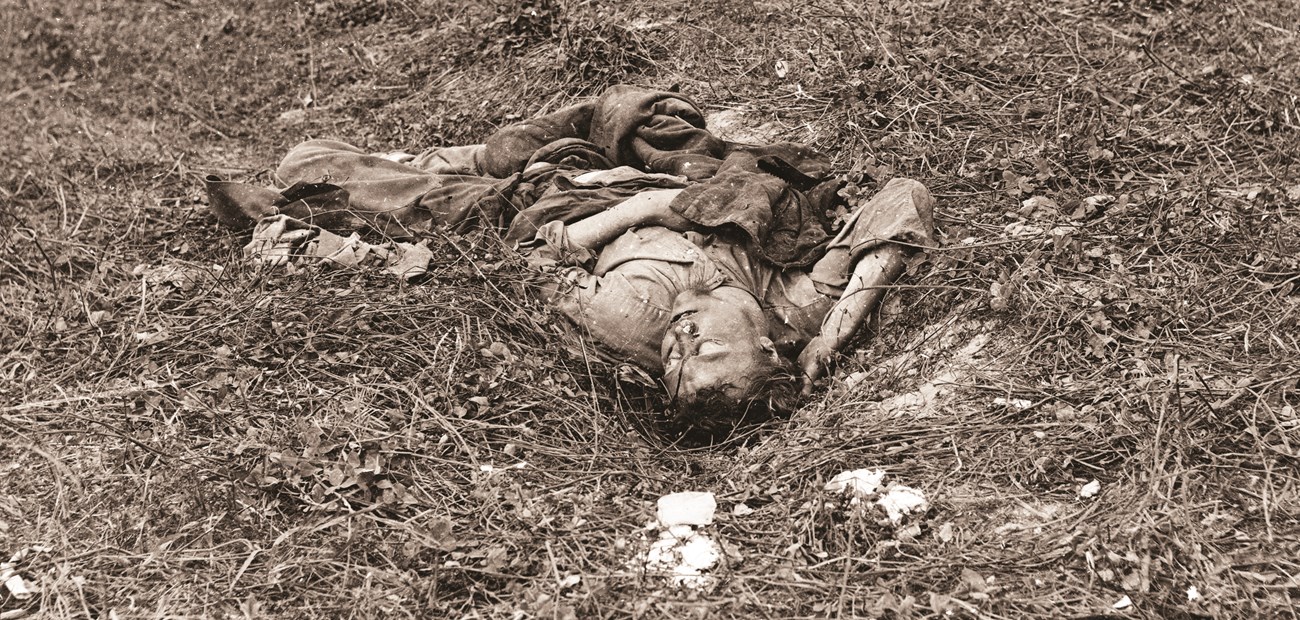 Dead Confederate Soldier on the Battlefield