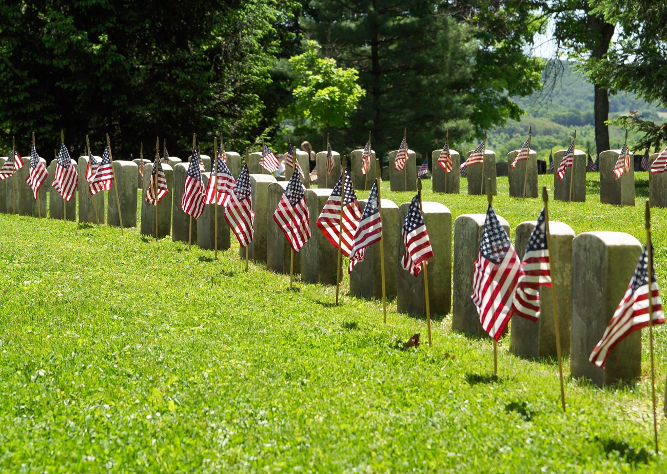 flags placed at graves