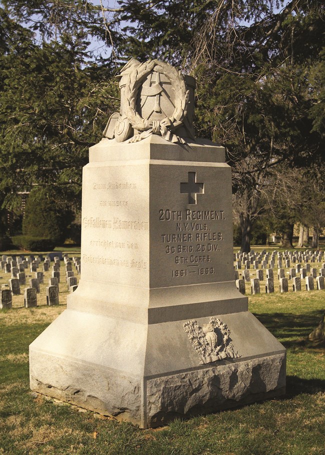 20th New York monument, dedicated in 1887, stands in the National Cemetery.