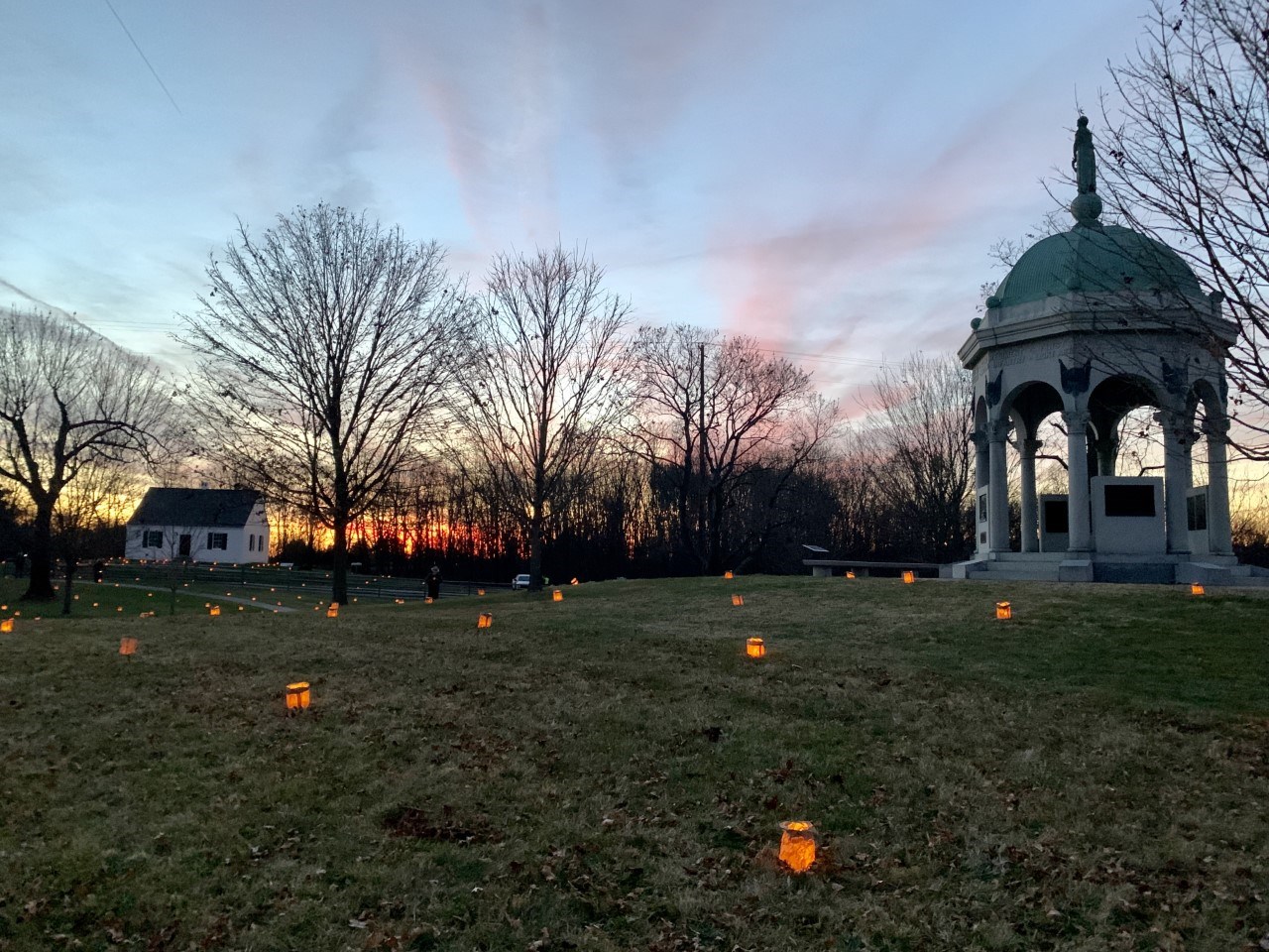 The Dunker Chruch and Maryland Monument w luminaries