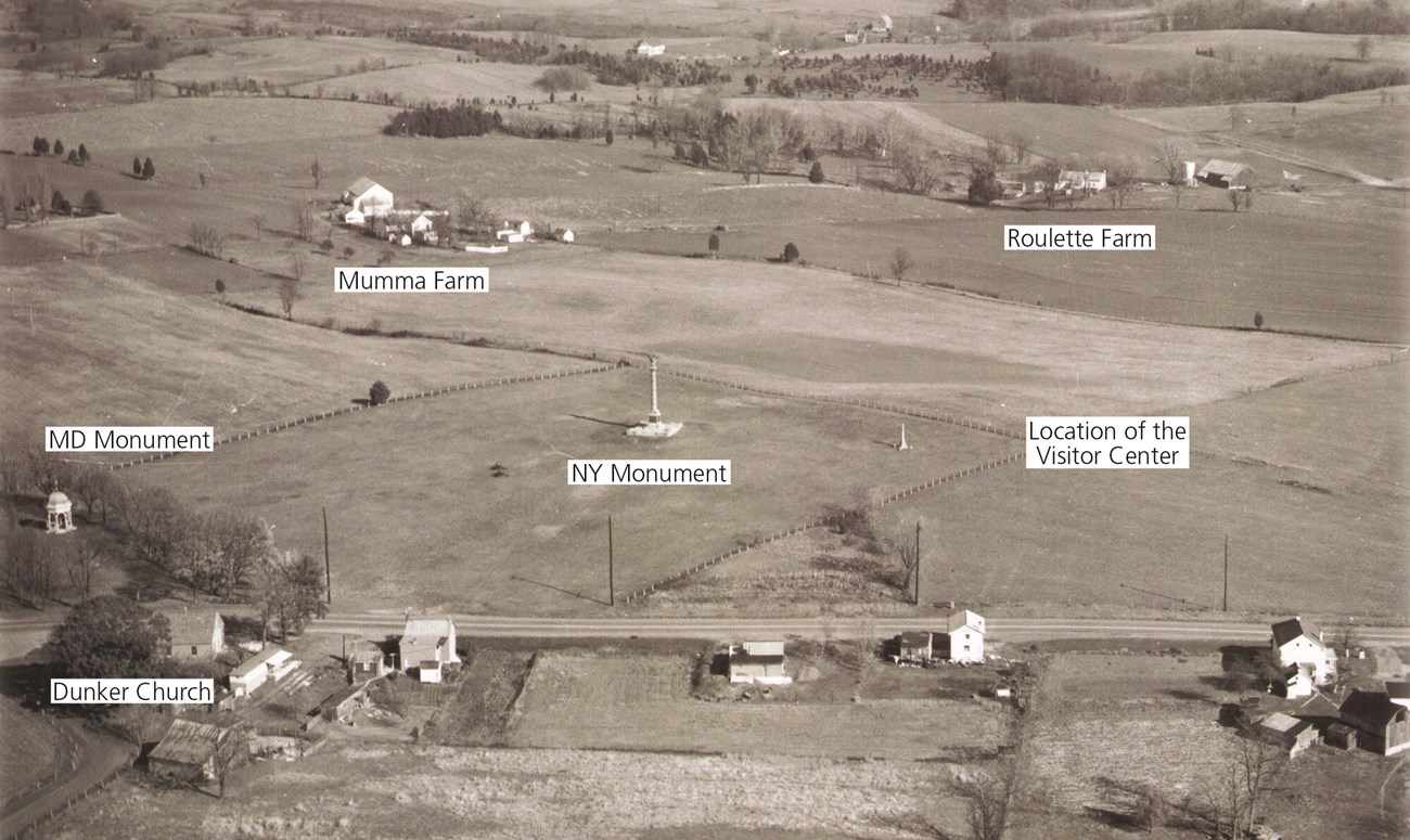 Aerial view of the area where the visitor center was built