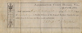 Parole pass issued in April 1865 Parole pass issued in April 1865