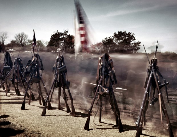 Confederate Rifles Stacked in the Road