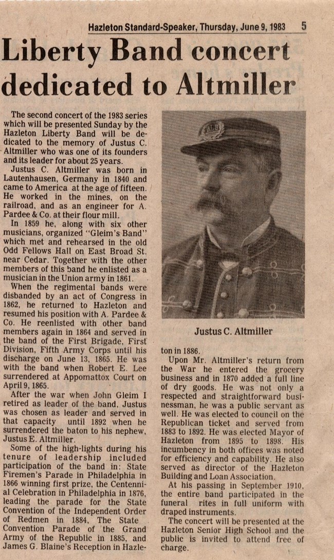 Copy of Altmiller newspaper article