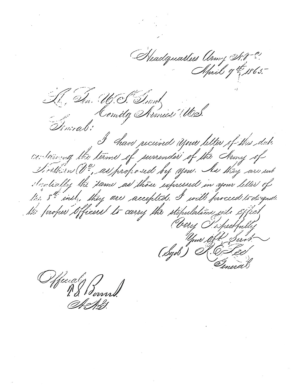 Copy of a copy of Lee's handwritten letter of acceptance