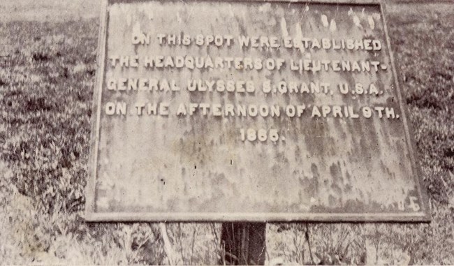 Plaque along route 460 showing where Grant camped during his short stay at Appomattox Court House