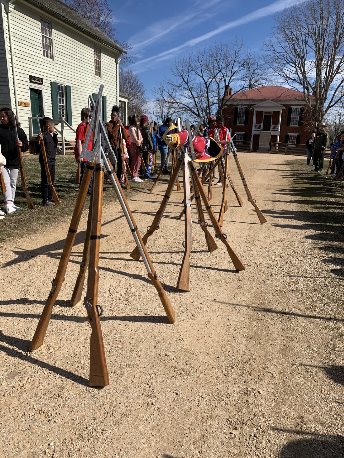 A stacking of arms demonstration