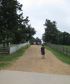 Because the graveled path is on an incline, it is difficult in a wheelchair.