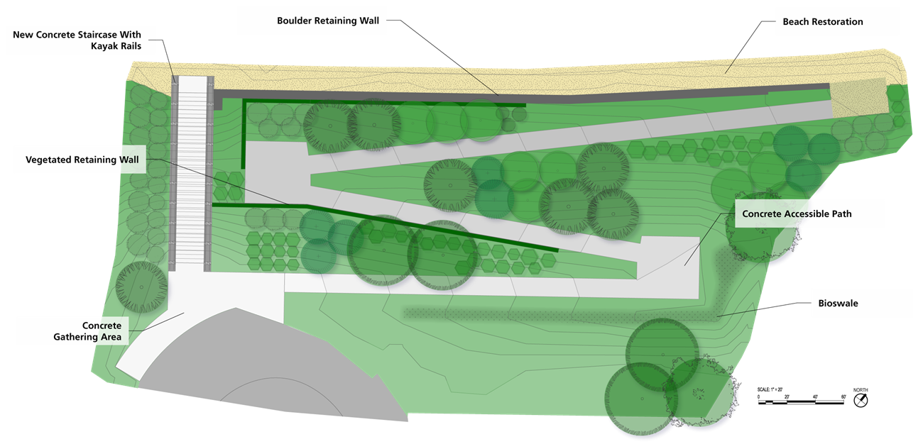 Construction plan of path project at Meyers Beach.