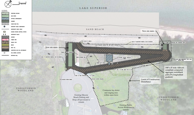 Construction plan of path project at Meyers Beach.