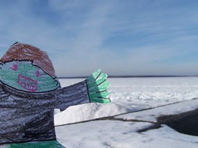 Flat Stanley hangin' out at Little Sand Bay