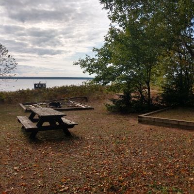 Campsite with a view of the lake.