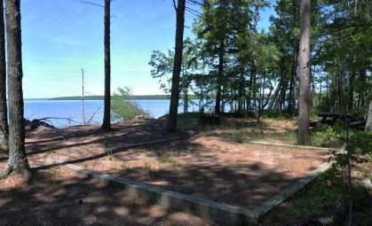 Tent pad at campsite seven on Stockton Island, overlooking Lake Superior.