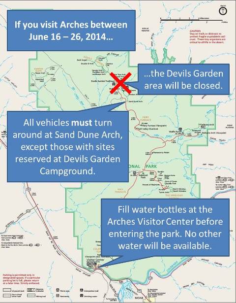 Park map indicating details of June 16-26 road closure