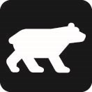 A graphic of a white bear on a black background