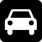 Black and white icon depicts a car