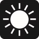 A graphic of a white sun on a black background