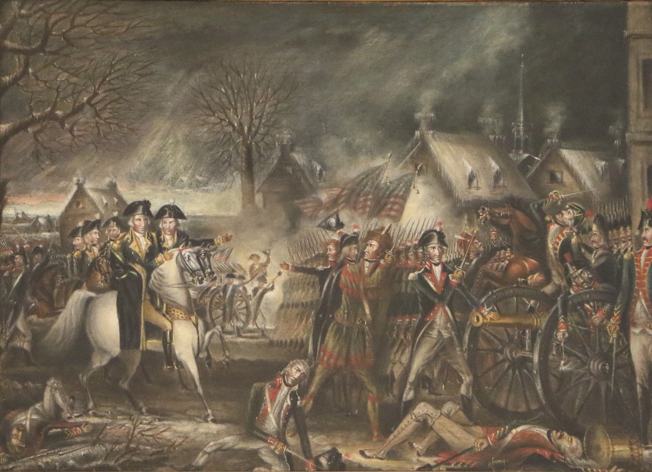 The Battle of Trenton by George Washington Parke Custis on display in the Center Hall.