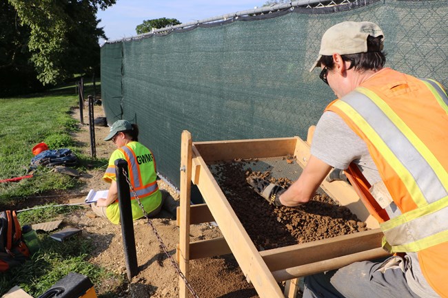 Archeologists sifting at Arlington House.