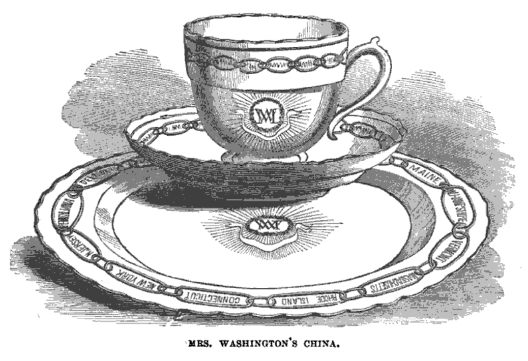 Drawing of the states porcelain by Benson Lossing