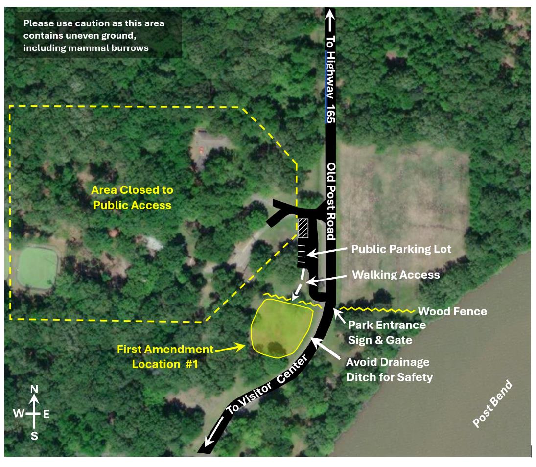 Aerial photograph that shows the area around first amendment area #1.