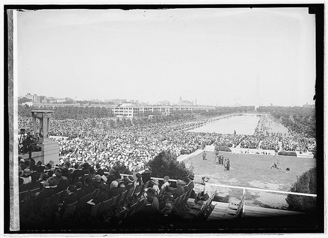 View of the crowd at the Lincoln Memorial Dedication