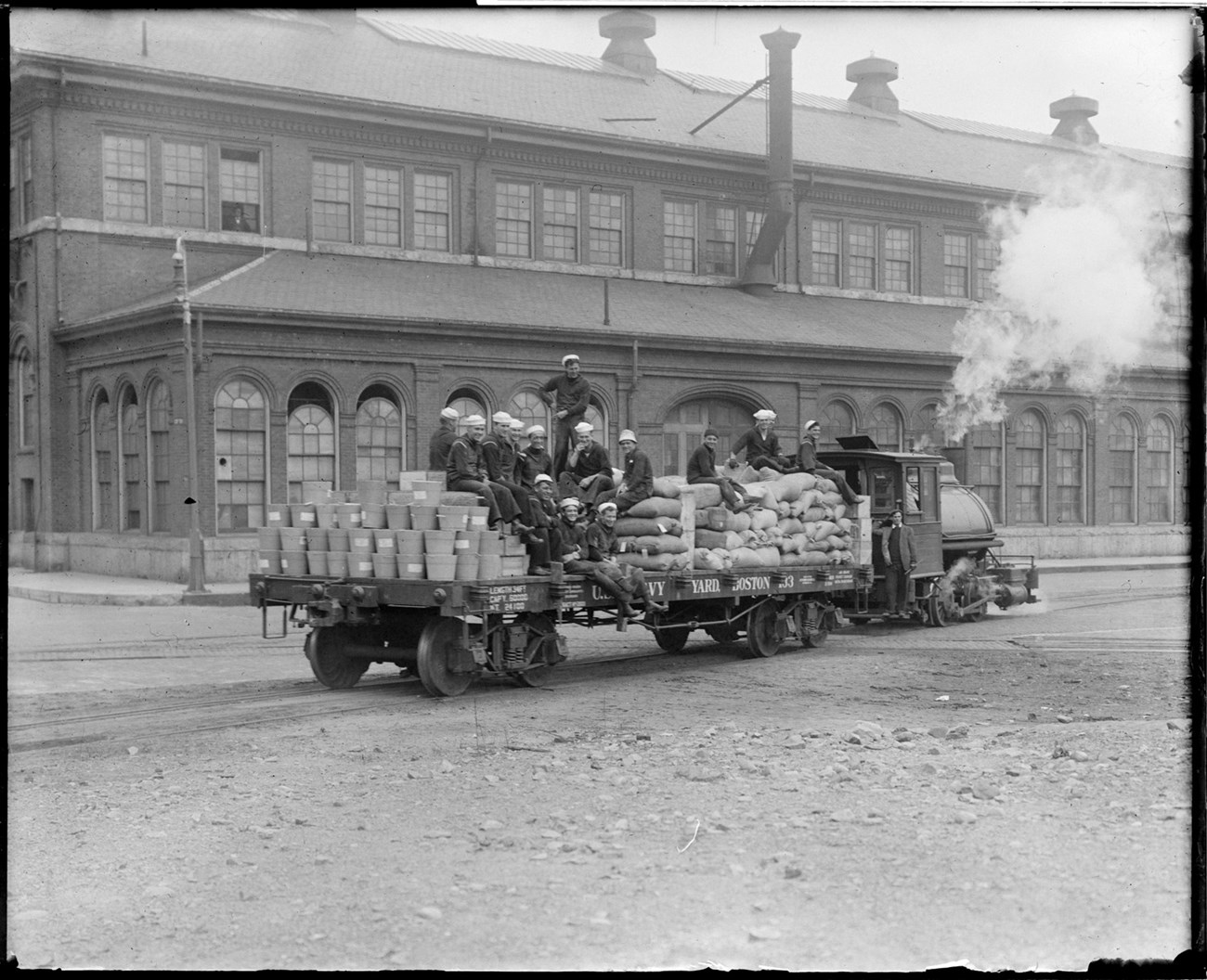 Small Navy Yard train filled with supplies.