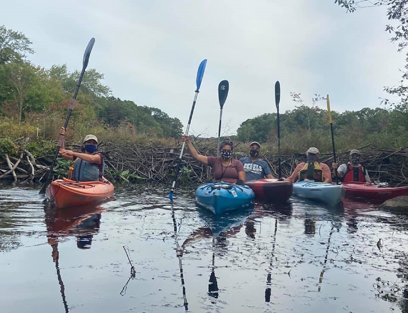 Bill McCusker, the South Kingstown Representative on the Stewardship Council,  and Elise Torello, his wife and consultant for the Wood-Pawcatuck Watershed Association, connected with leadership of the South Kingstown Land Trust on the water.    Photo by B