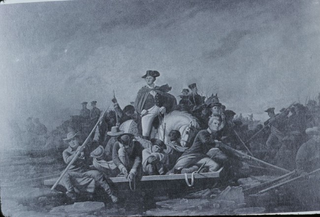 Painting of Washington crossing the Delaware; Thomas Hart Benton; July 1978 Painting of Washington crossing the Delaware; Thomas Hart Benton; July 1978