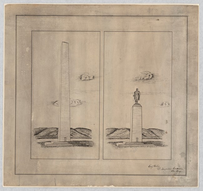 WAMOProposed Proposed design for Washington Monument with completed portion as base for statue