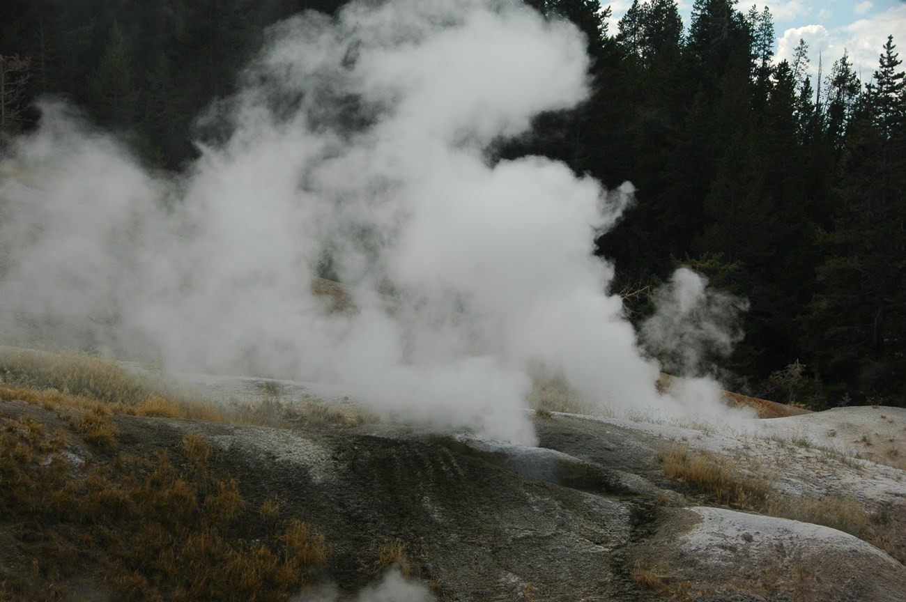 photo of steaming fumaroles