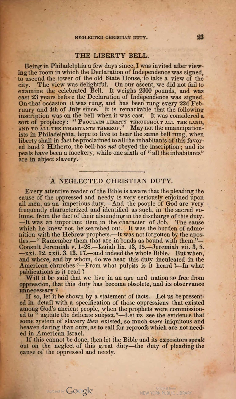 Page 23 of The Anti-Slavery Record, Volume 1, 1835. Black text printed on aged paper.