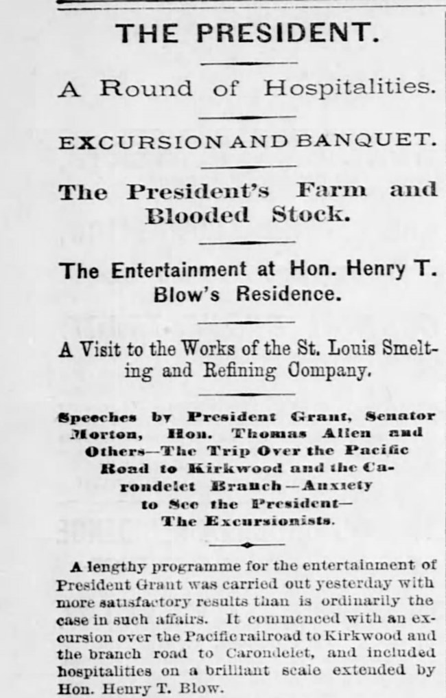 Newspaper clipping with headline that reads "The President."