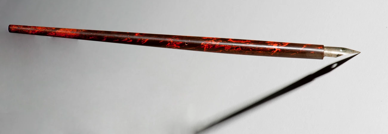 1916-Organic Act_Pen Marbled orange and brown dip pen