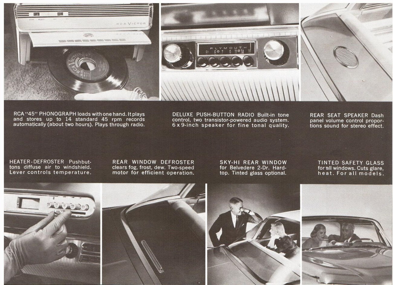 1960s Plymouth Accessories Book depicting the RCA 45 phonograph