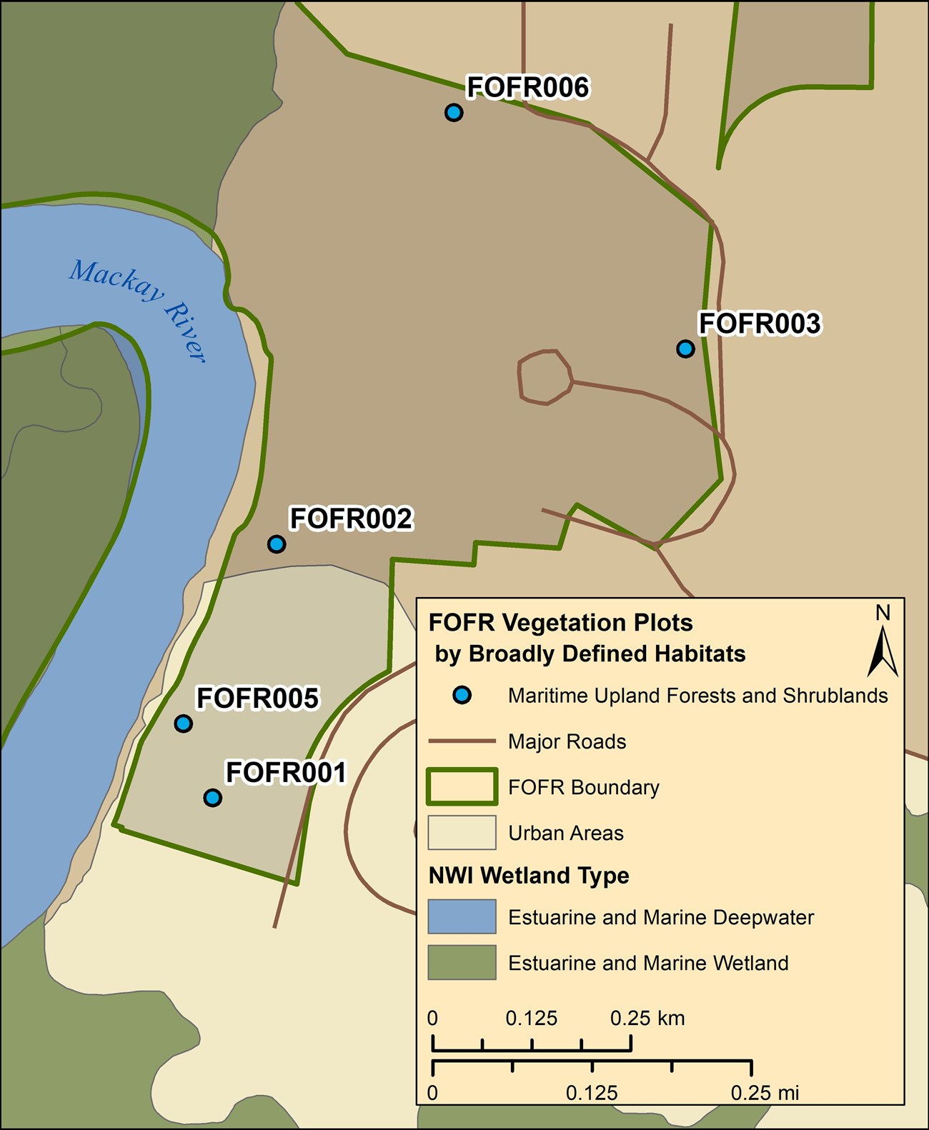 Map of vegetation plots at the park
